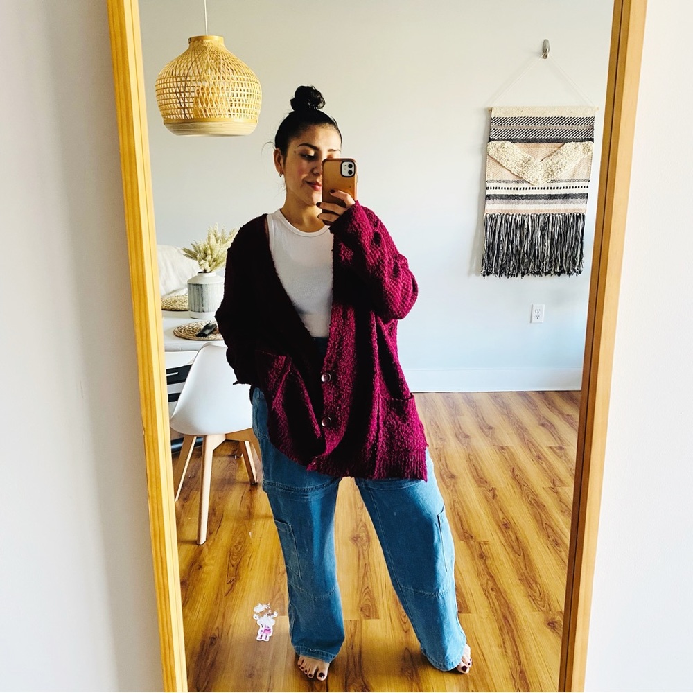 Free People Burgundy Cardigan